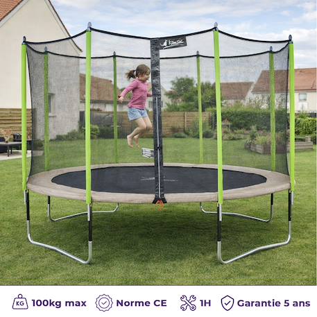 Trampoline ø 360?cm + filet + échelle + bâche + kit d'ancrage - jumpi 360 Taupe 2 - vertbaudet enfant 