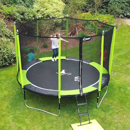 Trampoline jardin ø 360?cm + filet + échelle - jumpi 360 - noir/vert Vert 5 - vertbaudet enfant 