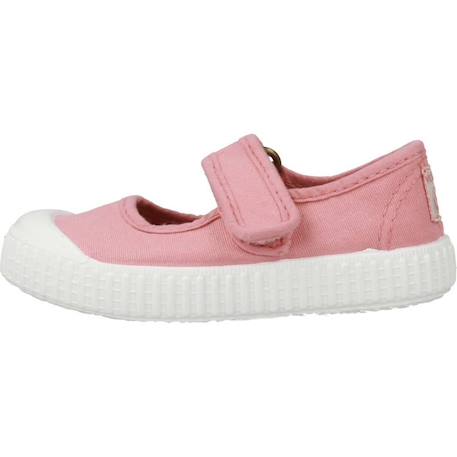 Ballerines à scratch fille Nude+Rose framboise 2 - vertbaudet enfant 