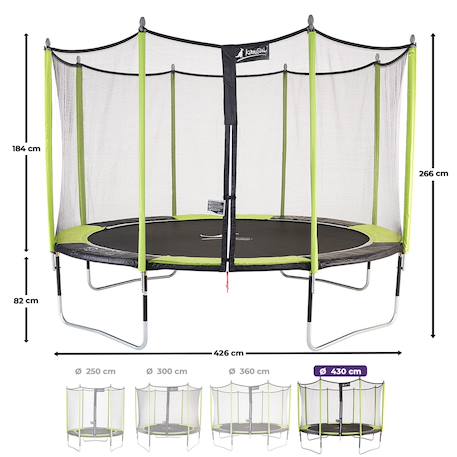 Trampoline jardin ø 430?cm + filet de sécurité - jumpi 430 - noir/vert Vert 3 - vertbaudet enfant 