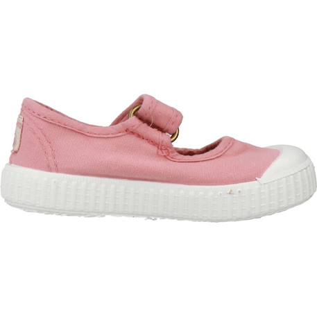 Ballerines à scratch fille Nude+Rose framboise 1 - vertbaudet enfant 