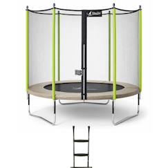 Trampoline jardin ø 250?cm + filet + échelle - jumpi 250 - taupe/vert  - vertbaudet enfant