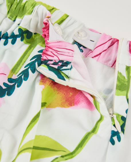 Jupe pour fille en toile avec motif floral Blanc 3 - vertbaudet enfant 