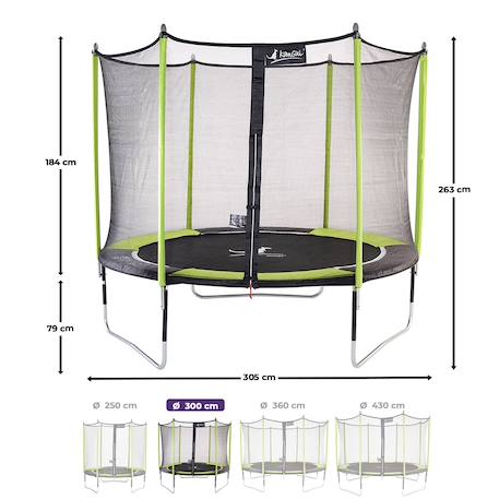 Trampoline jardin ø 300?cm + filet de sécurité - jumpi 300 - noir/vert Vert 3 - vertbaudet enfant 