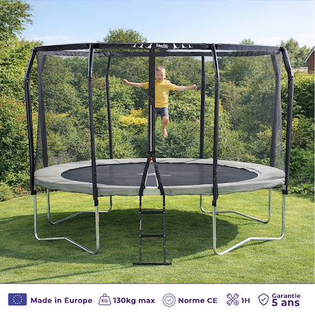 Trampoline premium ø 360?cm avec filet de sécurité + échelle - famili 360 Beige 2 - vertbaudet enfant 