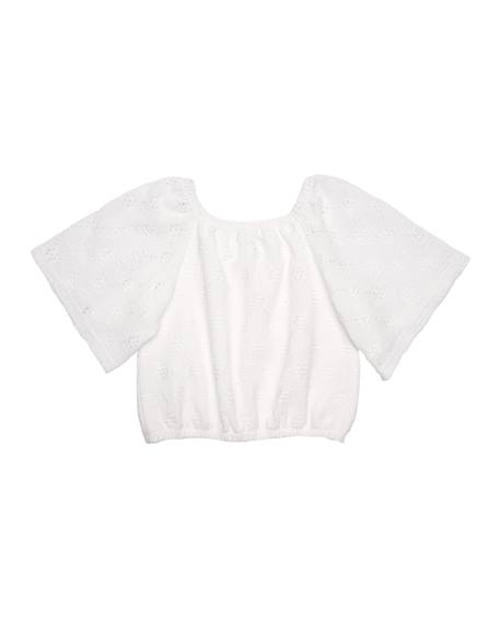Blouse fille en maille avec manches amples Blanc 2 - vertbaudet enfant 