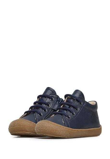 Chaussures premiers pas en cuir avec fermeture éclair cocoon zip Cognac-+Marine- 10 - vertbaudet enfant 