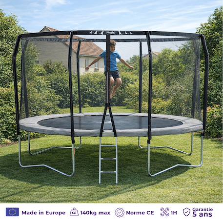 Trampoline premium ø 430?cm avec filet de sécurité + échelle - famili 430 Beige 2 - vertbaudet enfant 