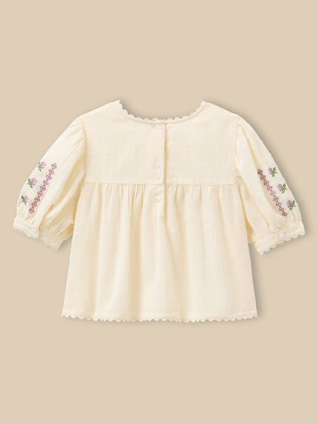 Blouse brodée  - cyrillus x emile&ida Ecru 2 - vertbaudet enfant 