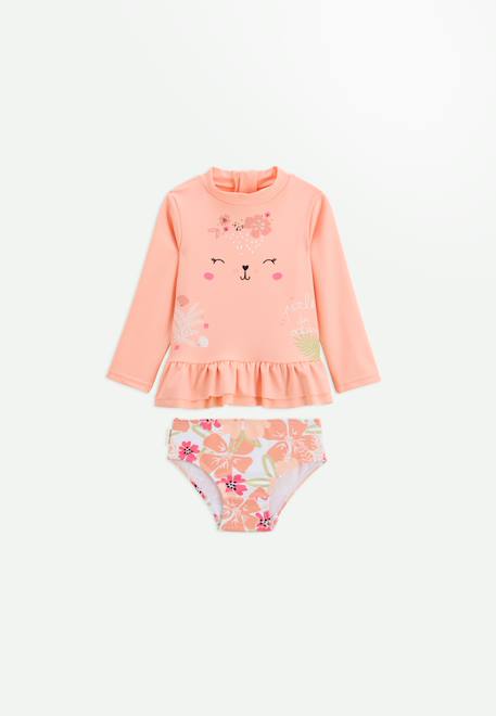 Fille-Maillot de bain-Maillot de bain fille 2 pièces t-shirt de protection uv et culotte deauville