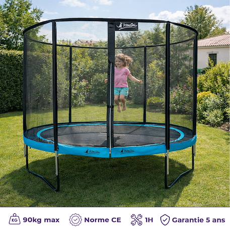 Trampoline ø 300cm + filet + échelle + bâche + kit ancrage - punchi 300 bleu Bleu 2 - vertbaudet enfant 
