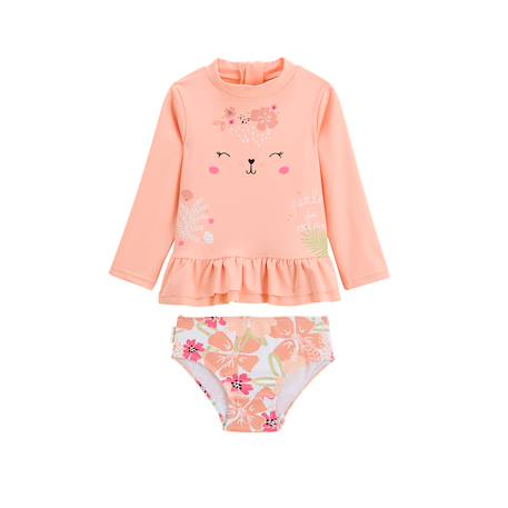 Maillot de bain fille 2 pièces t-shirt de protection uv et culotte deauville Peche 2 - vertbaudet enfant 