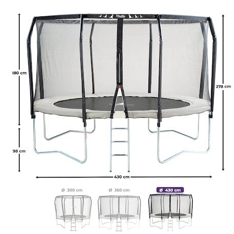 Trampoline premium ø 430?cm avec filet de sécurité + échelle - famili 430 Beige 3 - vertbaudet enfant 