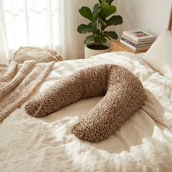 Puériculture-Allaitement-Babysom - coussin de maternité 3 en 1 : grossesse, allaitement &amp$ repos bébé - housse double gaze en coton - motif léopard - xxl