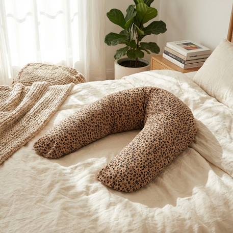 Babysom - coussin de maternité 3 en 1 : grossesse, allaitement &amp$ repos bébé - housse double gaze en coton - motif léopard - xxl Multicolore 1 - vertbaudet enfant 