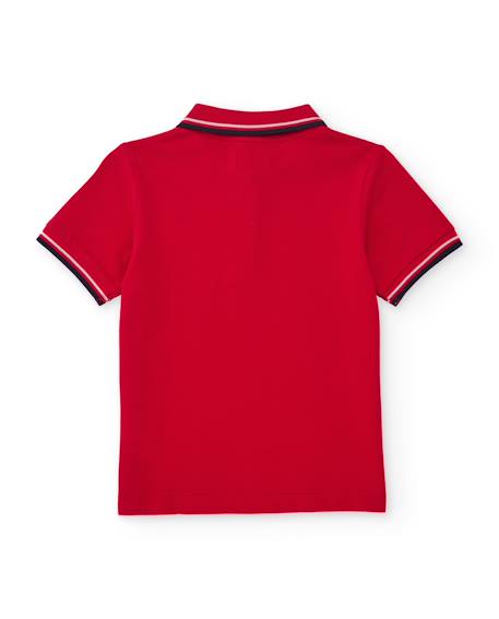 Polo garçon en maille avec détails contrastés Rouge 2 - vertbaudet enfant 