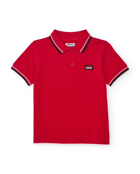 Polo garçon en maille avec détails contrastés Rouge 1 - vertbaudet enfant 