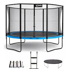 Trampoline ø 430cm + filet + échelle + bâche + kit ancrage - punchi 430 bleu  - vertbaudet enfant