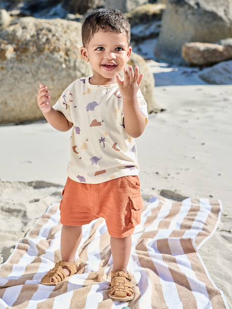 Short style battle bébé en molleton texturé kaki+noisette 6 - vertbaudet enfant 