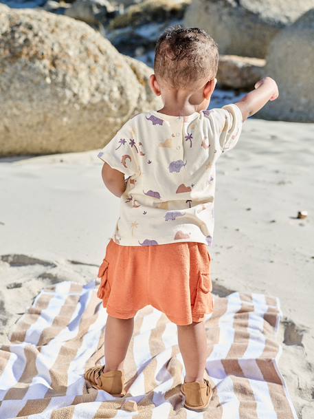Short style battle bébé en molleton texturé kaki+noisette 11 - vertbaudet enfant 