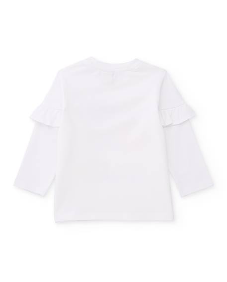T-shirt en maille pour fille avec appliqués en relief Blanc 2 - vertbaudet enfant 