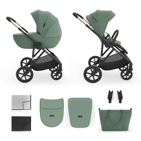 Poussette évolutive 2 en 1 suspension améliorée pour enfants à 22 kg Beige / sand dune+Gris noir+Velvet mocca+Venezian black+Vert foncé 25 - vertbaudet enfant 