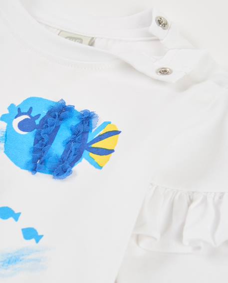 T-shirt en maille pour fille avec appliqués en relief Blanc 3 - vertbaudet enfant 