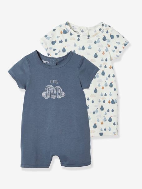 Lot de 2 pyjamas d'été bébé garçon motif poires lot bleu jean 1 - vertbaudet enfant 