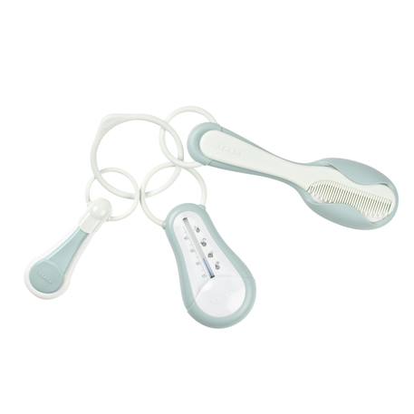 Set thermomètre de bain, coupe ongle et peigne brosse Rose ancienne+Vert bleu 6 - vertbaudet enfant 