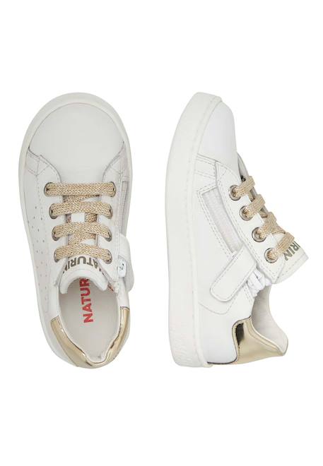 Baskets en cuir hasselt 2 zip. Blanc-platine- 4 - vertbaudet enfant 