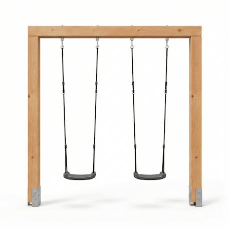 Balançoire double enfant en bois – portique jardin extérieur 2 places Linea massiv 140 Naturel 3 - vertbaudet enfant 