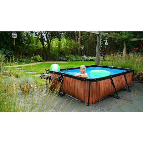 Piscine tubulaire rectangulaire 300x200x65cm avec pompe filtrante Marron 2 - vertbaudet enfant 