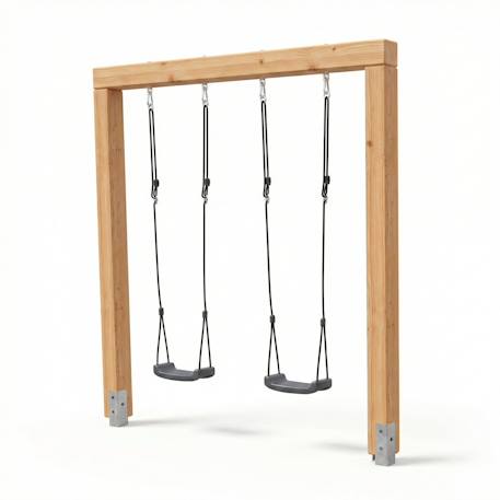 Balançoire double enfant en bois – portique jardin extérieur 2 places Linea massiv 140 Naturel 2 - vertbaudet enfant 