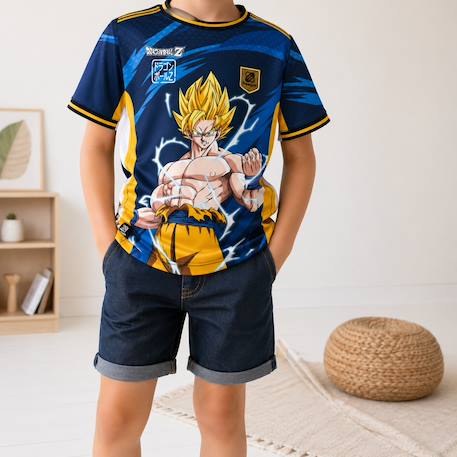 T-shirt  dragon ball z super sayian Bleu marine/jaune/orange/bleu 2 - vertbaudet enfant 
