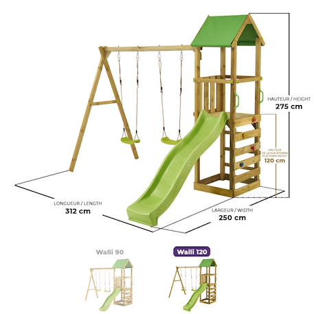 Aire de jeux bois enfant : plateforme 120 cm avec toboggan walli Vert 3 - vertbaudet enfant 