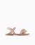 Sandales en cuir avec nœud décoratif Blanc+Rose clair 6 - vertbaudet enfant 