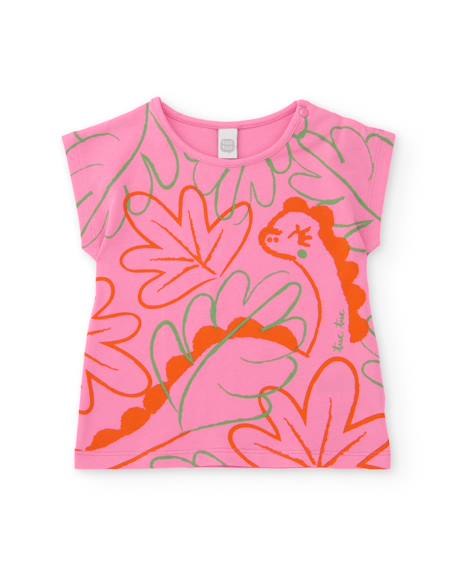 Bébé-T-shirt en maille pour fille avec dinosaure décoratif