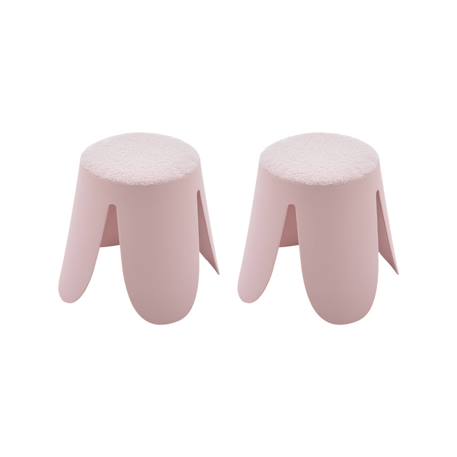 Lot de 2 tabourets empilables enfant polypropylène et bouclette texturée - niki kids Beige+Moutarde+Noir+Rose pâle+Terracotta+Vert céladon 20 - vertbaudet enfant 