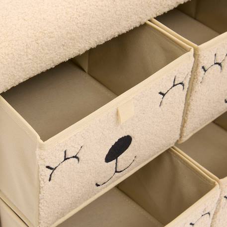 Pouf pliant 4 tiroirs en bouclette - ezzio Beige 6 - vertbaudet enfant 