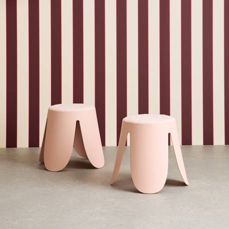 Lot de 2 tabourets empilables enfant polypropylène et bouclette texturée - niki kids Beige+Moutarde+Noir+Rose pâle+Terracotta+Vert céladon 23 - vertbaudet enfant 