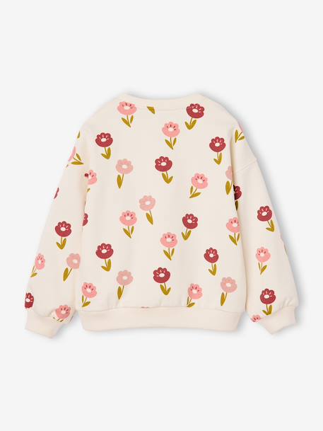 Sweat fille col rond écru+ivoire+rose pâle+taupe 2 - vertbaudet enfant 