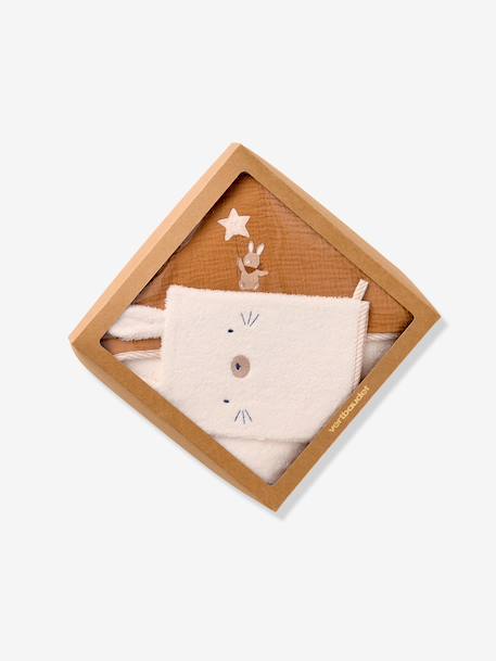 Cape de bain et gant en coton personnalisable noisette 2 - vertbaudet enfant 