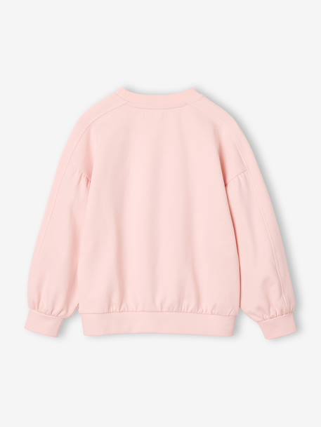 Sweat fille col rond rose pâle 2 - vertbaudet enfant 