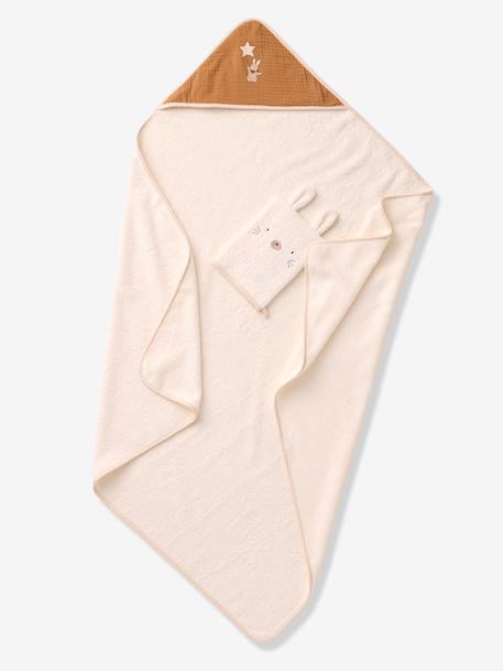 Cape de bain et gant en coton personnalisable noisette 3 - vertbaudet enfant 