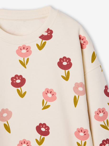 Sweat fille col rond écru+ivoire+rose pâle+taupe 3 - vertbaudet enfant 