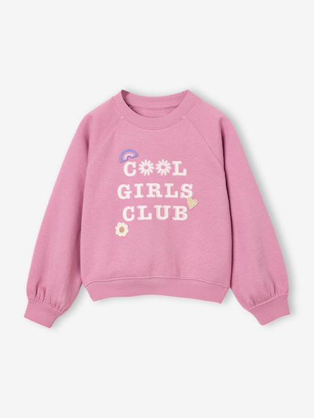 Sweat fille manches longues col rond mauve 1 - vertbaudet enfant 
