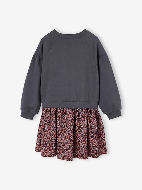 Robe bi-matière fille anthracite 2 - vertbaudet enfant 