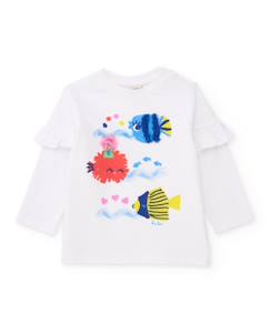 T-shirt en maille pour fille avec appliqués en relief  - vertbaudet enfant
