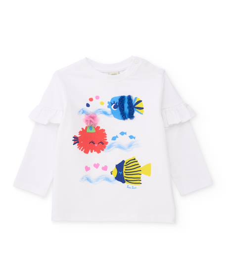 Bébé-T-shirt, sous-pull-T-shirt en maille pour fille avec appliqués en relief