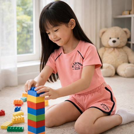 T-shirt avec logo et short fille Rose 2 - vertbaudet enfant 